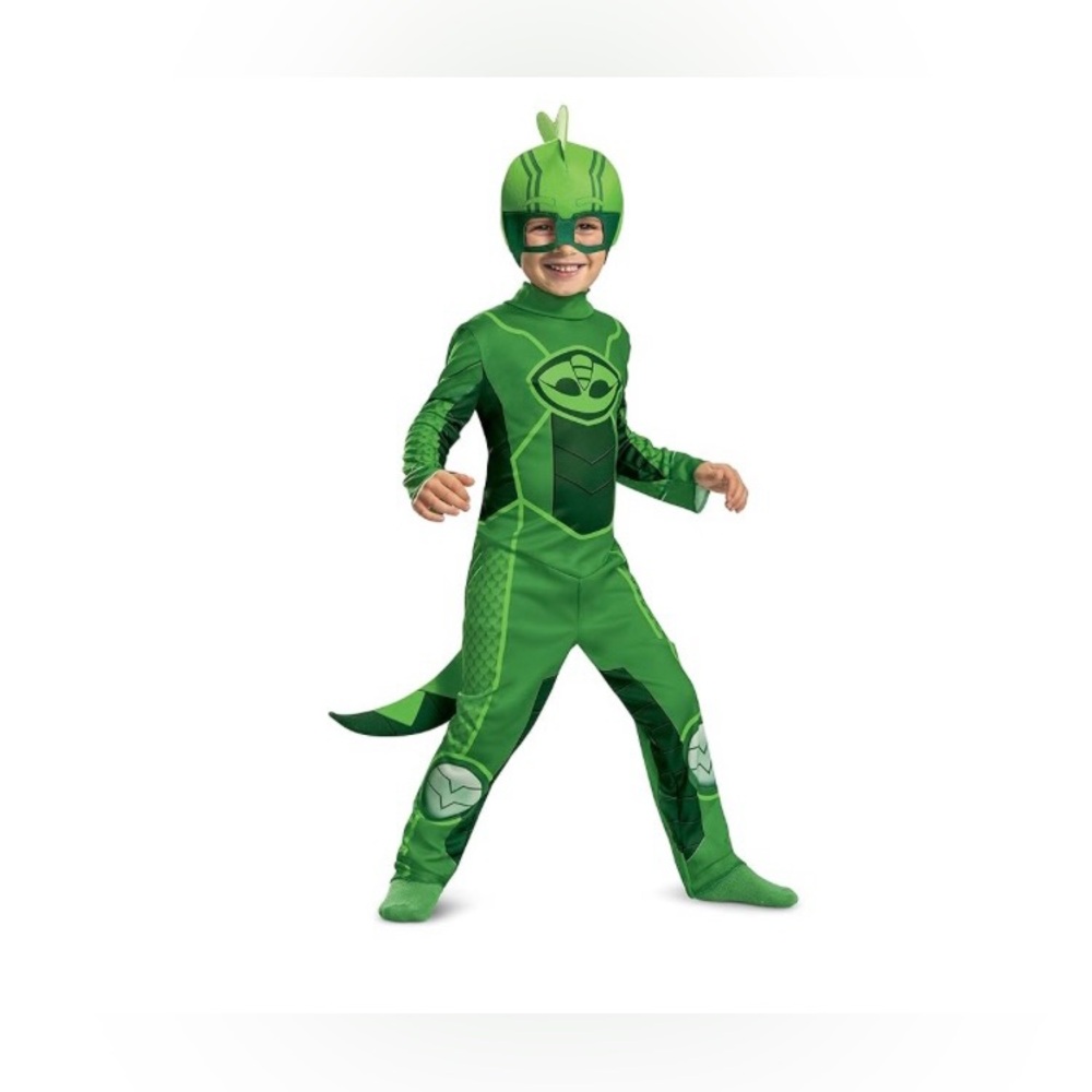 New-Gekko Costume for Kids, Official PJ Masks Megasuit Costume Jumpsuit and Mask